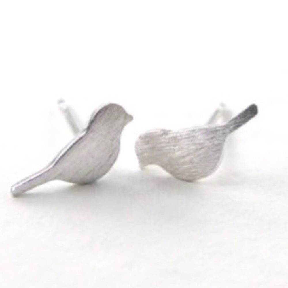 Silver bird earrings